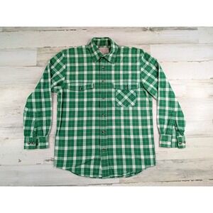 Vintage Filson Shirt Mens Small Alaskan Guide Green Cream Plaid 10087